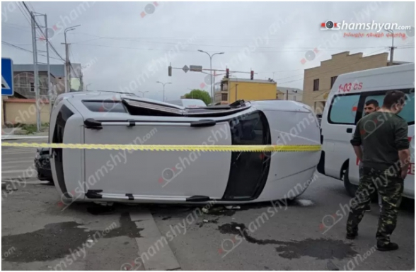 Երևանում բախվել են «Ford Fusion»-ը ու «Mitsubishi»-ն․ վերջինը կողաշրջվել է